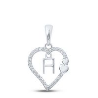 1/10CTW-DIA P1P2 GIFT HEART INITIAL &quot;H&quot; PENDANT