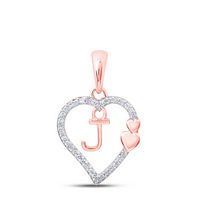1/10CTW-DIA P1P2 GIFT HEART INITIAL &quot;J&quot; PENDANT