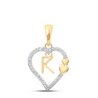 1/10CTW-DIA P1P2 GIFT HEART INITIAL &quot;K&quot; PENDANT