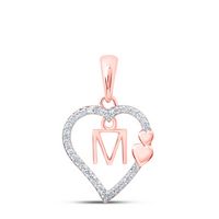 1/10CTW-DIA P1P2 GIFT HEART INITIAL &quot;M&quot; PENDANT