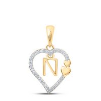 1/10CTW-DIA P1P2 GIFT HEART INITIAL &quot;N&quot; PENDANT