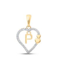 1/10CTW-DIA P1P2 GIFT HEART INITIAL &quot;P&quot; PENDANT