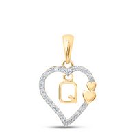 1/10CTW-DIA P1P2 GIFT HEART INITIAL &quot;Q&quot; PENDANT