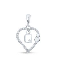 1/10CTW-DIA P1P2 GIFT HEART INITIAL &quot;Q&quot; PENDANT