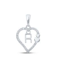 1/10CTW-DIA P1P2 GIFT HEART INITIAL &quot;R&quot; PENDANT