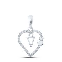 1/10CTW-DIA P1P2 GIFT HEART INITIAL &quot;V&quot; PENDANT