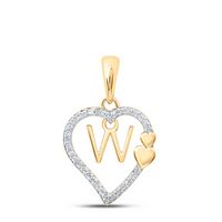 1/10CTW-DIA P1P2 GIFT HEART INITIAL &quot;W&quot; PENDANT