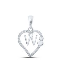 1/10CTW-DIA P1P2 GIFT HEART INITIAL &quot;W&quot; PENDANT