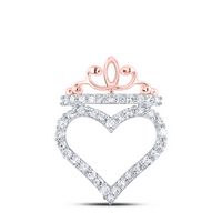 1/4CTW-DIA NK CROWN HEAD HEART PENDANT