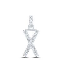 1/12CTW-DIA NK INITIAL &quot;X&quot; PENDANT
