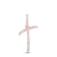 1/10CTW-DIA NK INITIAL &quot;T&quot; PENDANT