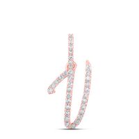 1/6CTW-DIA NK INITIAL &quot;V&quot; PENDANT