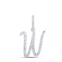 1/6CTW-DIA NK INITIAL &quot;W&quot; PENDANT