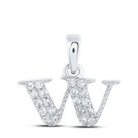 1/10CTW-DIA NK INITIAL &quot;W&quot; PENDANT