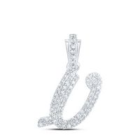 1/3CTW-DIA NK INITIAL &quot;V&quot; PENDANT
