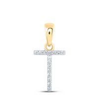 1/20CTW-DIA NK INITIAL &quot;T&quot; PENDANT