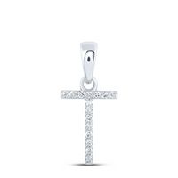 1/20CTW-DIA NK INITIAL &quot;T&quot; PENDANT