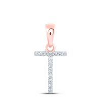 1/20CTW-DIA NK INITIAL &quot;T&quot; PENDANT