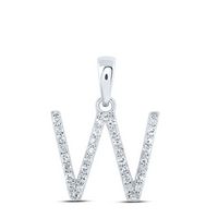 1/8CTW-DIA NK INITIAL &quot;W&quot; PENDANT