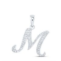 1/5CTW-DIA NK INITIAL &quot;M&quot; PENDANT