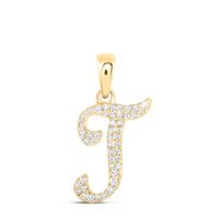1/10CTW-DIA NK INITIAL &quot;T&quot; PENDANT
