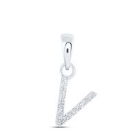 0.03CTW-DIA NK INITIAL &quot;V&quot; PENDANT