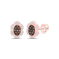 1/4CTW-DIA NK BROWN OVAL EARRING