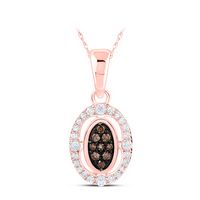 1/5CTW-DIA NK BROWN OVAL PENDANT