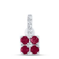 0.01CTW-DIA NKE 1/8CTW-RUBY NATURAL GEM PENDANT