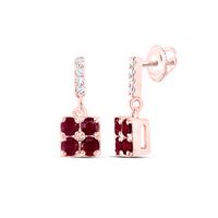 0.03CTW-DIA NKE 1/4CTW-RUBY NATURAL GEM DANGLING EARRING