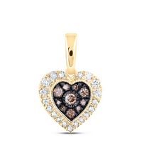 1/4CTW-DIA NK COGNAC HEART PENDANT