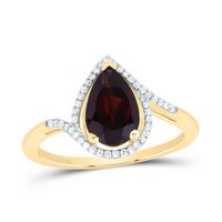 1/8CTW-DIA NK 9X7 MM PEAR-GARNET SYNTHETIC RING