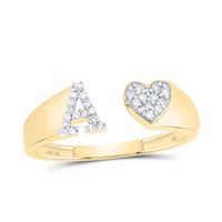1/10CTW-DIA NK GIFT INITIAL &quot;A&quot; LADIES HEART RING