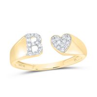 1/8CTW-DIA NK GIFT INITIAL &quot;B&quot; LADIES HEART RING