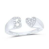 1/8CTW-DIA NK GIFT INITIAL &quot;B&quot; LADIES HEART RING