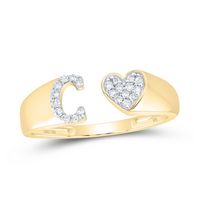 1/10CTW-DIA NK GIFT INITIAL &quot;C&quot; LADIES HEART RING