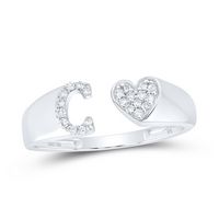 1/10CTW-DIA NK GIFT INITIAL &quot;C&quot; LADIES HEART RING