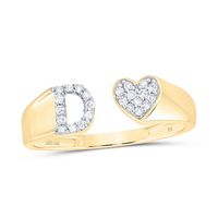 1/8CTW-DIA NK GIFT INITIAL &quot;D&quot; LADIES HEART RING