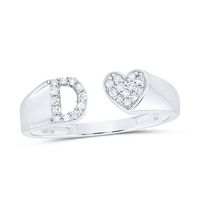 1/8CTW-DIA NK GIFT INITIAL &quot;D&quot; LADIES HEART RING