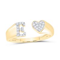 1/10CTW-DIA NK GIFT INITIAL &quot;E&quot; LADIES HEART RING