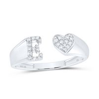 1/10CTW-DIA NK GIFT INITIAL &quot;E&quot; LADIES HEART RING