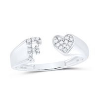 1/10CTW-DIA NK GIFT INITIAL &quot;F&quot; LADIES HEART RING
