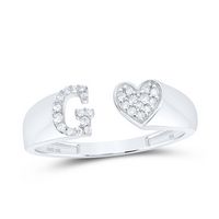 1/10CTW-DIA NK GIFT INITIAL &quot;G&quot; LADIES HEART RING