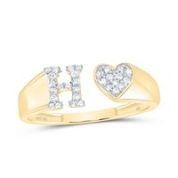 1/8CTW-DIA NK GIFT INITIAL &quot;H&quot; LADIES HEART RING