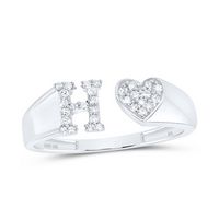 1/8CTW-DIA NK GIFT INITIAL &quot;H&quot; LADIES HEART RING
