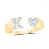 1/8CTW-DIA NK GIFT INITIAL &quot;K&quot; LADIES HEART RING