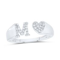 1/6CTW-DIA NK GIFT INITIAL &quot;M&quot; LADIES HEART RING