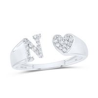1/8CTW-DIA NK GIFT INITIAL &quot;N&quot; LADIES HEART RING