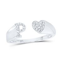 1/10CTW-DIA NK GIFT INITIAL &quot;P&quot; LADIES HEART RING