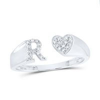 1/8CTW-DIA NK GIFT INITIAL &quot;R&quot; LADIES HEART RING